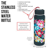 Vera Bradley Stainless Steel Insulated 17 Ounce Water Bottle | Hot or Cold Beverages | Leak-proof Double Walled Sports Bottle Jug for Hiking, Camping, Beach Trips | Twist on Lid | Pretty Posies