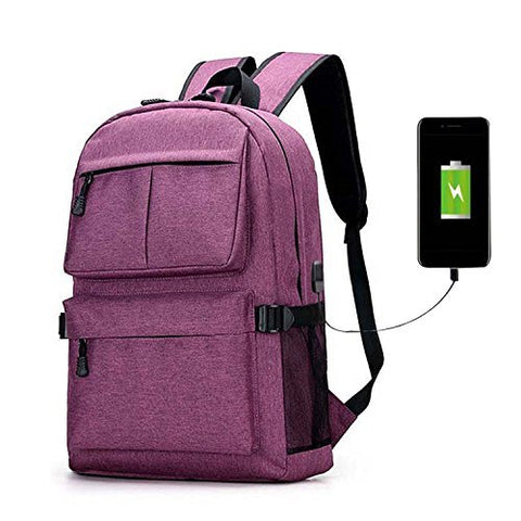 Laptop Backpack, Clothink College School Backpack with USB Charging Port, Lightweight Casual Travel