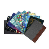 Fintie Passport Holder Travel Wallet RFID Blocking Fabric Card Case Cover, Denim Charcoal/Brown