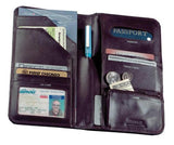 Cowhide Nappa Leather Passport Travel Organizer Color: Black, Closure: No Magnetic Snap
