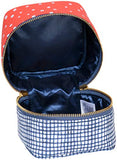 C.R. Gibson Red Polka Dot Blue and White Checkered Travel Makeup Bag for Women, Red & White