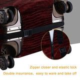 Travel Luggage Cover，Maroon,Wooden Planks Timber Board Ancient Tre，Washable Elastic Durable , With Concealed Zipper Suitcase Protector Fits For 29-32 Inch -XL.