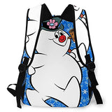 Multi leisure backpack,Frosty The Cute Pig Snowman, travel sports School bag for adult youth College Students