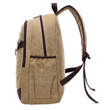 ABage Vintage Canvas Leather Travel Student Laptop Backpack School Bag Bookbag Rucksack, Khaki