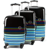 Maui and Sons Stripes 3-piece Hardside Spinner Luggage Set, TSA Lock
