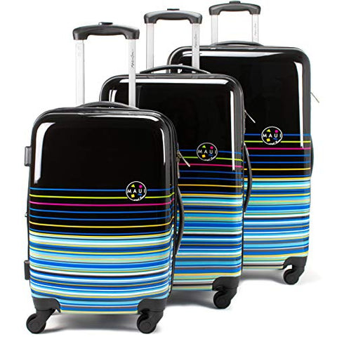 Maui and Sons Stripes 3-piece Hardside Spinner Luggage Set, TSA Lock