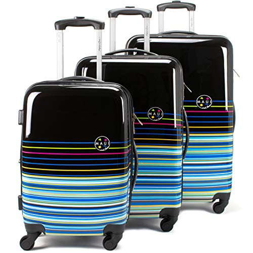 Maui and Sons Stripes 3-piece Hardside Spinner Luggage Set, TSA Lock