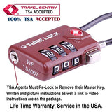 TSA Compatible Travel Luggage Locks, Inspection Indicator, Easy Read Dials - 1, 2 & 4 Pack (Large, BROWN 2 PACK)