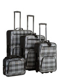 Rockland Luggage 4 Piece Luggage Set, Black Plaid, One Size