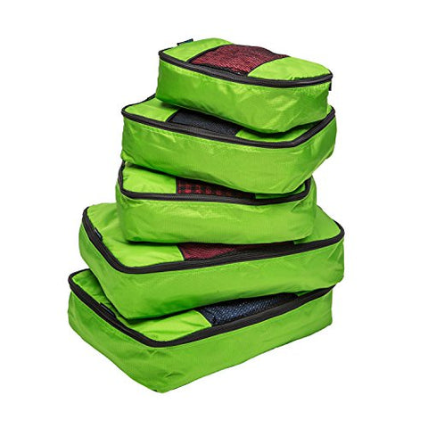 TravelWise Packing Cube System - Durable 5 Piece Weekender+ Set (Lime Green)