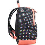 Eastsport Everyday Classic Backpack with Interior Tech Sleeve, Black/Peach Luster/Multi Color Dots