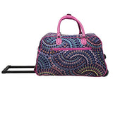 World Traveler Spiral Flower 21-Inch Rolling Duffle Bag, Pink Trim Spiral Flower