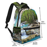 Double Shoulder Casual Backpack,Waterfall Landscape Nature Scenery Exotic Tre,Lightweight Durable Rucksack Business Travel Sports Schoolbag Daypack for Men Women Adult Teens