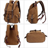 Mens Womens Casual Canvas Laptop Backpack Outdoor Travel Rucksack School Bookbags Khaki