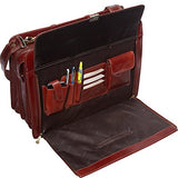 Mancini Luxurious Italian Leather Laptop Briefcase - Brown