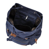 Globe House Products GHP Blue Vintage Style Water Resistant Canvas Camping Backpack with Adjustable