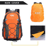 Diamond Candy Waterproof Hiking Backpack 40L with Rain Cover for Outdoor Orange