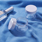 PandaHall Elite 18 Pieces 2 Oz Empty Clear Plastic Sample Containers Slime Storage Favor Jars Round Cosmetic Travel Pot with White Screw Cap Lids for Beads, Jewelry, Make Up, Nails Art, Cream