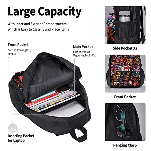 Five Nights at Freddy's Backpack | Zwarte rugzak met verstelbare riemen | Praktische en georganiseerde bagage Sportschooltas voor meisjes en jongens | FNAF Movie Merchandise Cadeaus kinderen Five Nights at Freddy's Backpack | Zwarte rugzak met verstelbare riemen | Praktische en georganiseerde bagage Sportschooltas voor meisjes en jongens | FNAF Movie Merchandise Cadeaus kinderen