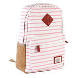 Damara Womens Suede Yoked Striped Canvas Backpack,Pink