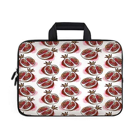 Fruits Laptop Carrying Bag Sleeve,Neoprene Sleeve Case/Pomegranate Flowering Blurry Watercolor