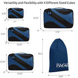 BAGAIL 4 Set Packing Cubes,Travel Luggage Packing Organizers with Laundry Bag Navy