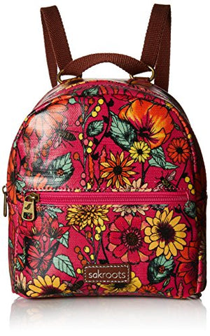 Sakroots Mini Crossbody Backpack, Raspberry in Bloom , One Size