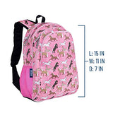 Wildkin 15 Inch Kids Backpack for Boys & Girls, 600-Denier Polyester Backpack for Kids, Features Padded Back & Adjustable Strap, Perfect Size for School & Travel Backpacks, BPA-free (Horses in Pink)