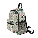 Toddler Backpack Retro Newspaper Pattern Mini Preschool Bag for Unisex Kids