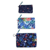 Vera Bradley Women's Set of 3 Pencil Pouch Toiletry Travel Bags Trio (Shore Thing)