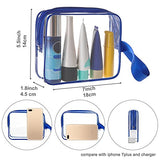 3pcs/pack Sariok Clear Toiletry Bag with Zipper TSA Approved Travel Cosmetic Bag PVC Make-up Pouch Handle Straps for Women Men, Carry On Airport Airline Compliant Quart Bags 3-1-1 Kit Luggage (Blue)