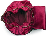 BEBE Women's Velvet Drawstring Backpack, Wine