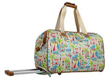 Lily Bloom Luggage Designer Pattern Suitcase Wheeled Duffel Carry On Bag (14in, Beach House)