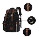 Berchirly Casual Unisex Vintage Canvas Laptop Backpack Rucksack Travel Bookbag Black