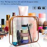 Clear Makeup Bags, APREUTY TSA Approved 6Pcs Cosmetic Makeup Bags Set Clear PVC w/ Zipper Handle Portable Travel Luggage Pouch Airport Airline Bags Bathroom (Coffee)