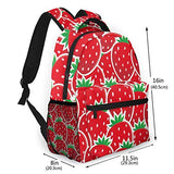 Multi leisure backpack,Strawberry Themed Botany Seeds Yummy Food Org, travel sports School bag for adult youth College Students