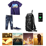 Samaz Backpack Pu Leather Bag With Usb Charging Port College Student School Backpack With