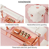 urecity Vintage and Cute Small Suitcase Made with PU Leather and PP - Women and Men Handbag (16", Princess Pink)
