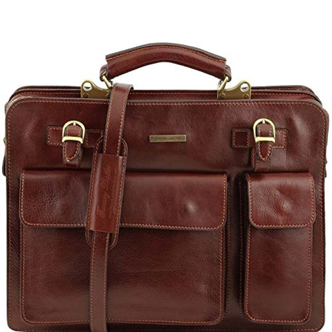 Tuscany Leather - Venezia - Leather Briefcase 2 Compartments Brown - Tl141268/1