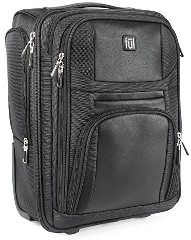 Ful Crosby Carry-on Luggage, Narrow Profile for Underseat Storage, Black"