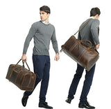 Polare Mens Genuine Leather Duffel Bag Overnight Travel Duffle Weekender Bag 23.2''