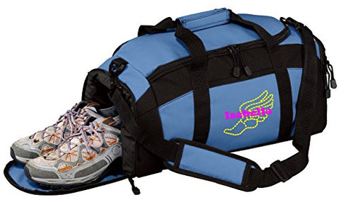 Personalized Track & Field Gym Sports Duffel Bag (Carolina Blue)