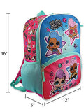 L.O.L. Surprise! Dolls Girls 16" Backpack 5 piece School Set (One Size, Blue/Pink)