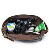 Royal Fair Men'S Toiletries Real Leather Wrist Wrap Retro Wax Canvas Toiletry Bag Travel (Army