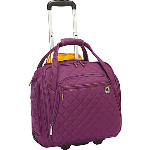 Delsey Quilted Rolling Underseat Bag For Carry-On Fits Overhead & Under Airline Seat - (Purple)