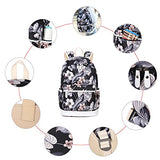 Hey Yoo Fashion High Capacity Canvas Backpack Set Cute Laptop School Bag for Teen Girls, Black