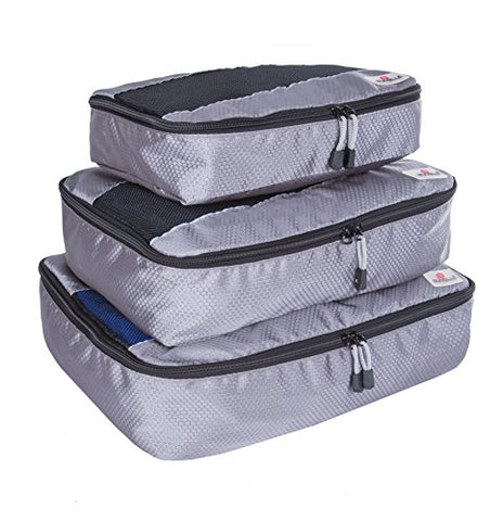 Suvelle 3Pc Set Packing Cubes Nylon Travel Luggage Organizers & Compression Pouches