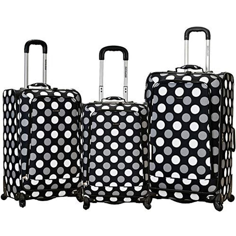 Rockland Luggage Fusion 3 Piece Luggage Set, Black Dot, Medium