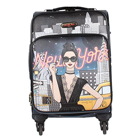 Nicole Lee Women'S 20" 4 Wheels Expandable Carry-On Luggage Black Nyc Print, New York With A Style