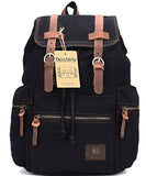 Berchirly Casual Unisex Vintage Canvas Laptop Backpack Rucksack Travel Bookbag Black